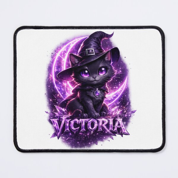 Item preview, Victoria Personalized Witch Cat – Magical Fantasy Halloween Design designed and sold by AlexLineArt.
