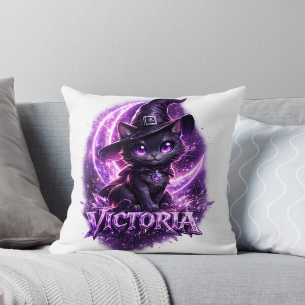 Item preview, Victoria Personalized Witch Cat – Magical Fantasy Halloween Design designed and sold by AlexLineArt.