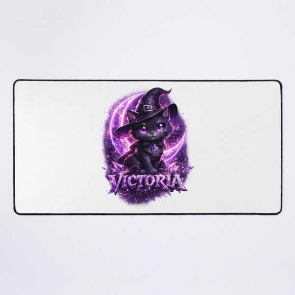Item preview, Victoria Personalized Witch Cat – Magical Fantasy Halloween Design designed and sold by AlexLineArt.