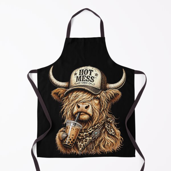 Item preview, Hot Mess Leopard Highland Cow Funny Coffee Lover Graphic designed and sold by ErradoArtIta.