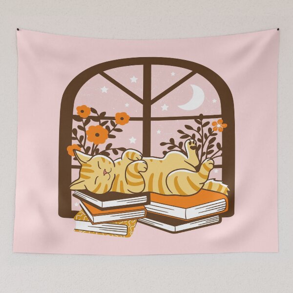 Item preview, Orange Cat and Books designed and sold by Wlaurence.