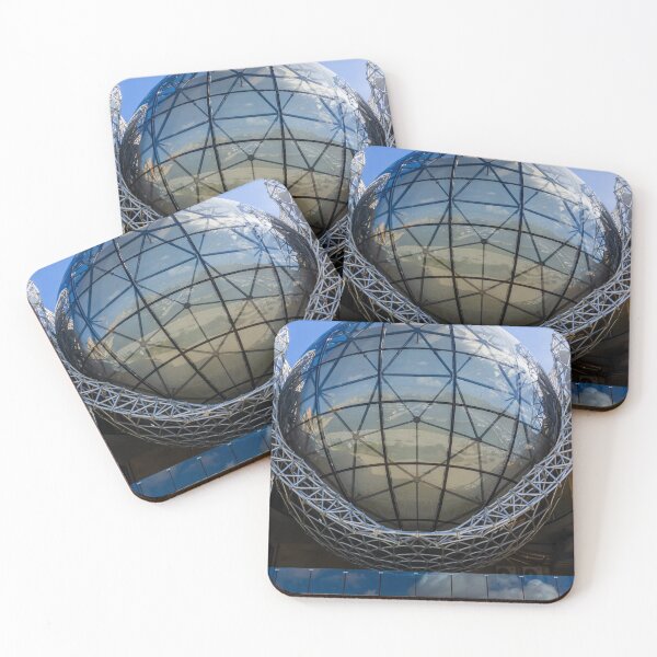 Item preview, Modern Glass Globe Architecture With Lattice Steel Structure And Reflective Dome Over Urban Plaza designed and sold by Nmallia.