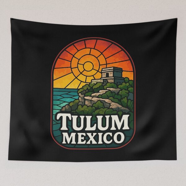 Item preview, Tulum Mexico Mayan Ruins Stained Glass Art Travel designed and sold by TomFrontierArt.