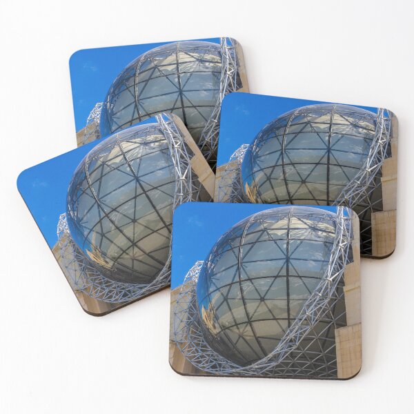Item preview, Modern Glass Globe Architecture With Lattice Steel Structure And Reflective Dome Over Urban Plaza designed and sold by Nmallia.