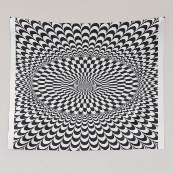 Aperçu de l'œuvre Le Vertige du Noir et Blanc Infini Illusion d'Optique Radiale Noir & Blanc - Tunnel Hypnotique en Écailles créée et vendue par RAYBIL.