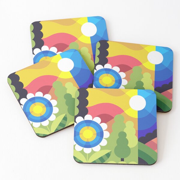 Item preview, Sunny Meadow – Colorful Geometric Flower and Landscape Illustration designed and sold by BuckaBaby.