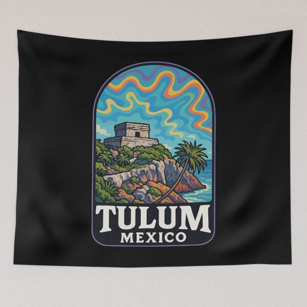 Item preview, Tulum Mexico Mayan Ruins Trippy Art Travel designed and sold by TomFrontierArt.