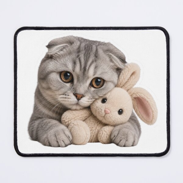 Item preview, Scottish Fold Cat with Plush Bunny designed and sold by Snurly.