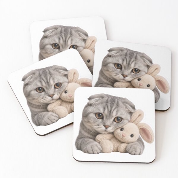 Item preview, Scottish Fold Cat with Plush Bunny designed and sold by Snurly.