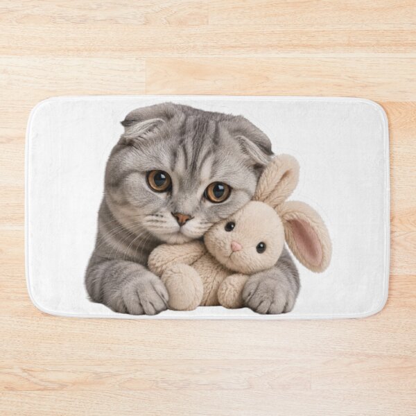 Item preview, Scottish Fold Cat with Plush Bunny designed and sold by Snurly.