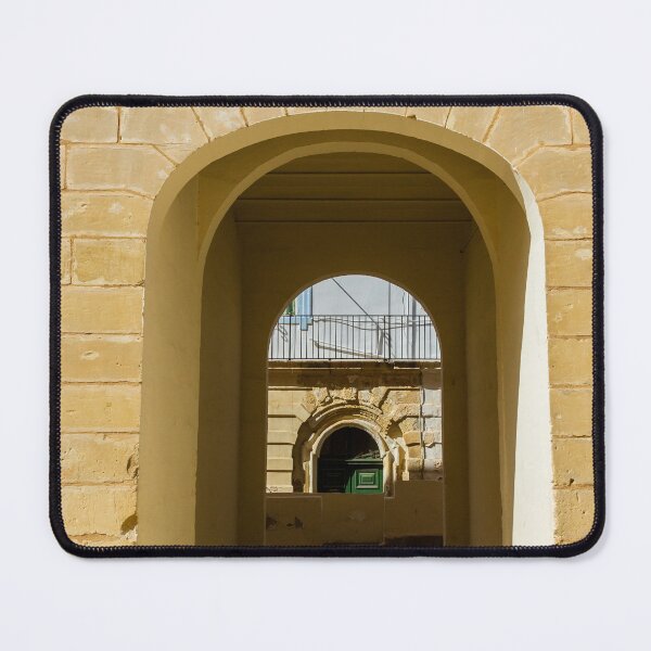 Item preview, Sunlit Stone Archway Framed Doorway Leading Through Passage to Green Door in Mediterranean Alley designed and sold by Nmallia.