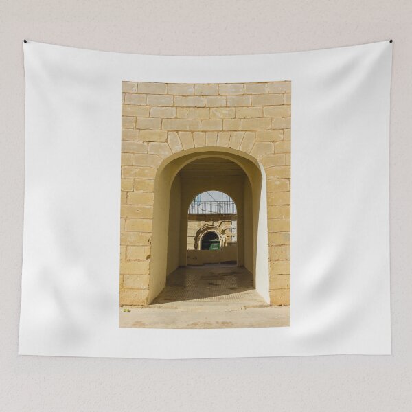 Item preview, Sunlit Stone Archway Framed Doorway Leading Through Passage to Green Door in Mediterranean Alley designed and sold by Nmallia.