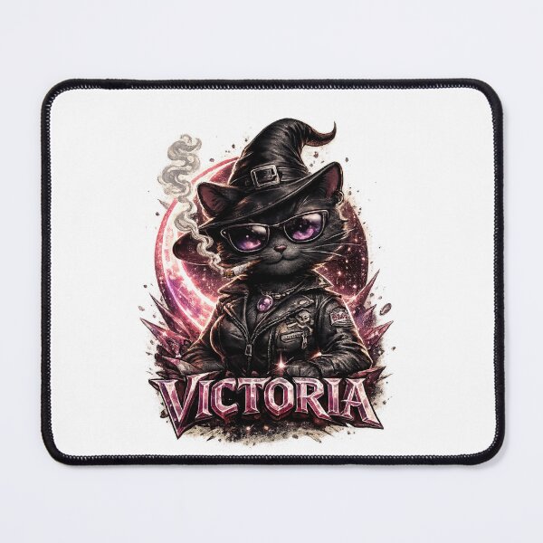Item preview, Victoria Personalized Witch Cat Biker – Gothic Fantasy Black Cat Design designed and sold by AlexLineArt.