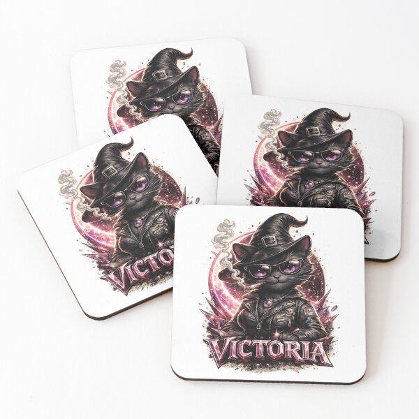 Item preview, Victoria Personalized Witch Cat Biker – Gothic Fantasy Black Cat Design designed and sold by AlexLineArt.
