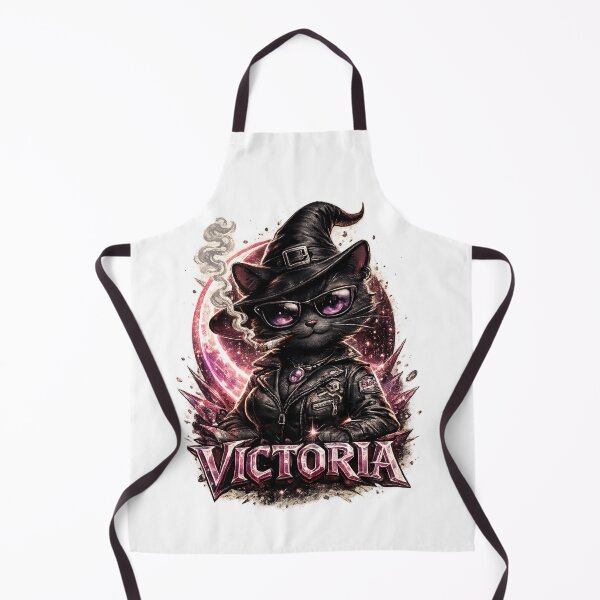 Item preview, Victoria Personalized Witch Cat Biker – Gothic Fantasy Black Cat Design designed and sold by AlexLineArt.