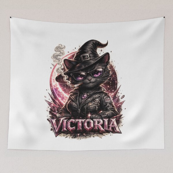 Item preview, Victoria Personalized Witch Cat Biker – Gothic Fantasy Black Cat Design designed and sold by AlexLineArt.