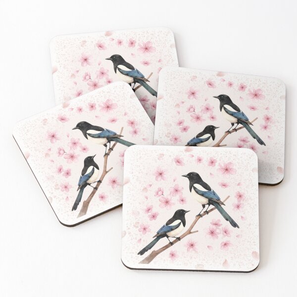 Item preview, Magpies in cherry blossoms designed and sold by windyday79.