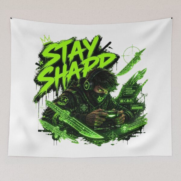 Item preview, STAY SHARP Gaming Sticker | Neon Esports Streetwear Graphic Design designed and sold by Stylestickers55.