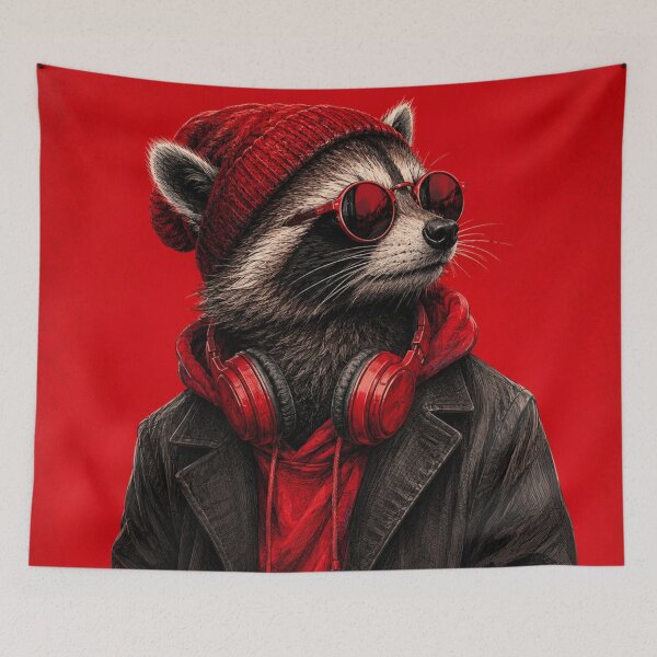 Item preview, Urban Hipster Raccoon Red Portrait designed and sold by Rohan132.