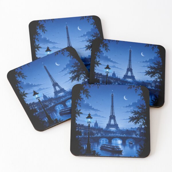 Item preview, Minimalist Blue Paris Skyline | Eiffel Tower Landscape designed and sold by RedHDesign.