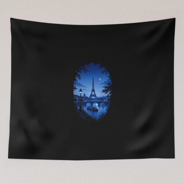 Item preview, Minimalist Blue Paris Skyline | Eiffel Tower Landscape designed and sold by RedHDesign.