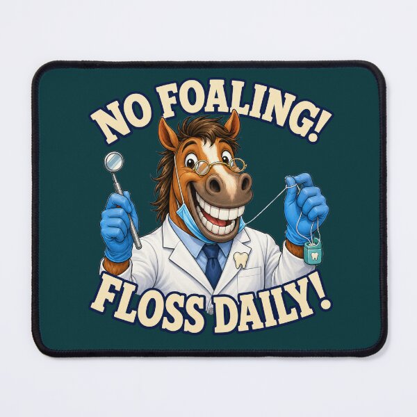 Item preview, Funny Horse Dentist – No Foaling, Floss Daily Cartoon Design designed and sold by Kolibra.