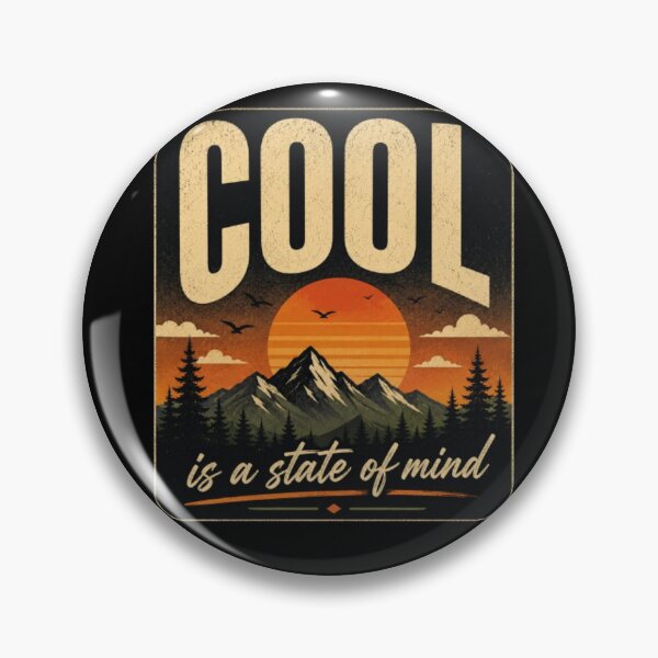 Item preview, Cool Is a State of Mind Retro Mountain Sunset Vintage Adventure T-Shirt Sticker designed and sold by TulipsArtDesigns .