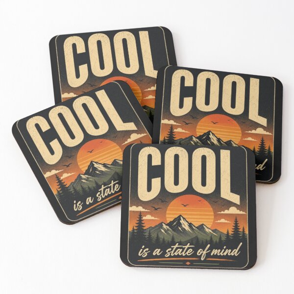 Item preview, Cool Is a State of Mind Retro Mountain Sunset Vintage Adventure T-Shirt Sticker designed and sold by TulipsArtDesigns .