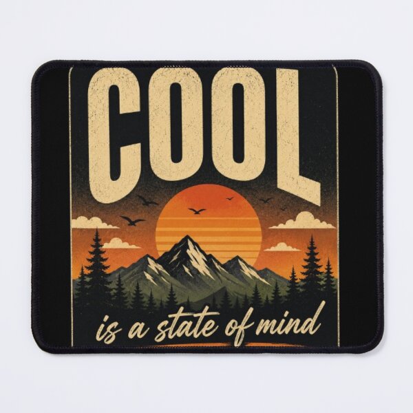 Item preview, Cool Is a State of Mind Retro Mountain Sunset Vintage Adventure T-Shirt Sticker designed and sold by TulipsArtDesigns .