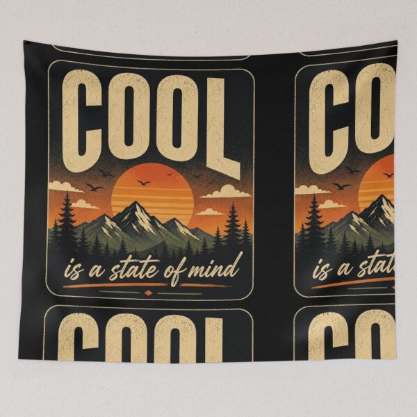 Item preview, Cool Is a State of Mind Retro Mountain Sunset Vintage Adventure T-Shirt Sticker designed and sold by TulipsArtDesigns .
