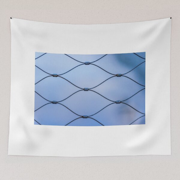 Item preview, Wire Rope Netting Safety Barrier With Geometric Pattern On Blue Background For Protection designed and sold by Nmallia.