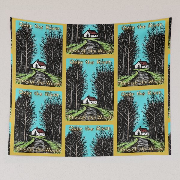 Item preview, Over the River Cozy Rustic Outdoors Family Etching designed and sold by InkyCorvid.