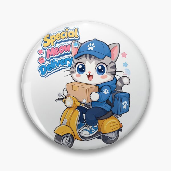 Item preview, Cute Kawaii Delivery Cat Sticker | Adorable Courier Kitten Riding Scooter designed and sold by MurkCraft.