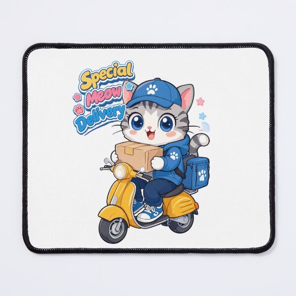 Item preview, Cute Kawaii Delivery Cat Sticker | Adorable Courier Kitten Riding Scooter designed and sold by MurkCraft.