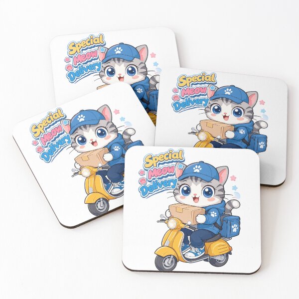 Item preview, Cute Kawaii Delivery Cat Sticker | Adorable Courier Kitten Riding Scooter designed and sold by MurkCraft.