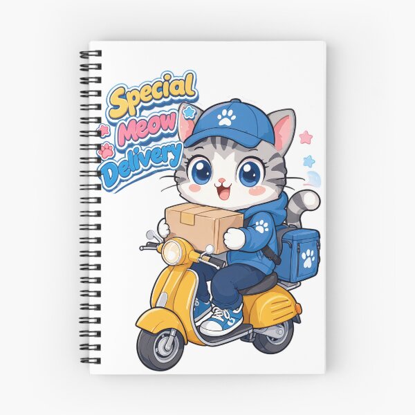 Item preview, Cute Kawaii Delivery Cat Sticker | Adorable Courier Kitten Riding Scooter designed and sold by MurkCraft.