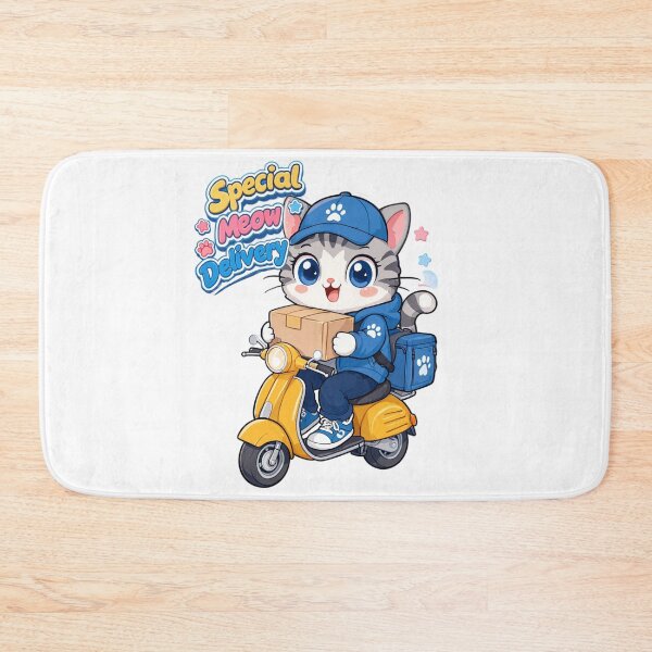 Item preview, Cute Kawaii Delivery Cat Sticker | Adorable Courier Kitten Riding Scooter designed and sold by MurkCraft.