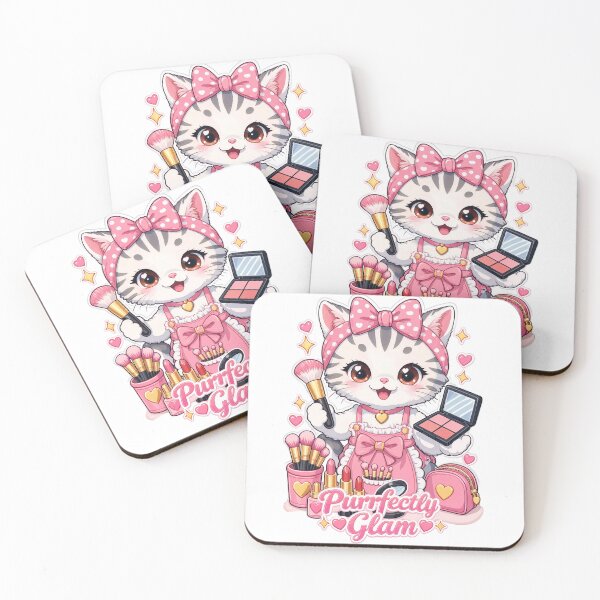 Item preview, Cute Kawaii Makeup Cat Sticker | Beauty Lover Kitten with Cosmetics designed and sold by MurkCraft.