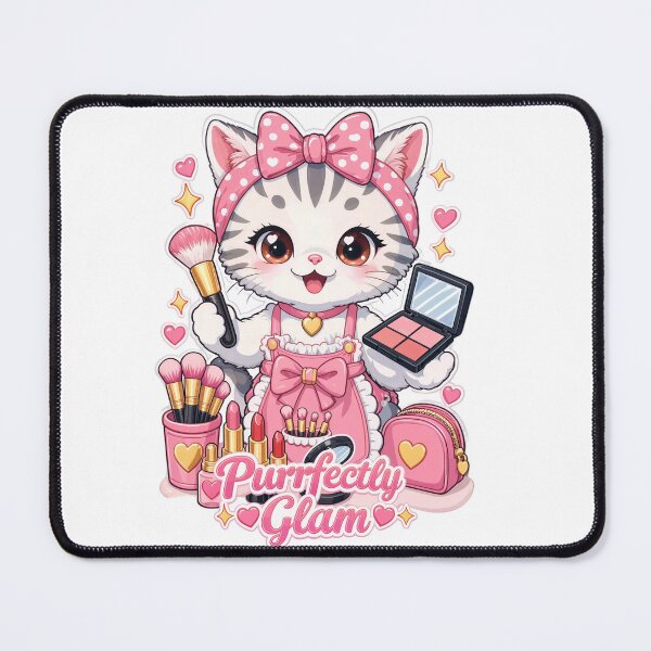 Item preview, Cute Kawaii Makeup Cat Sticker | Beauty Lover Kitten with Cosmetics designed and sold by MurkCraft.