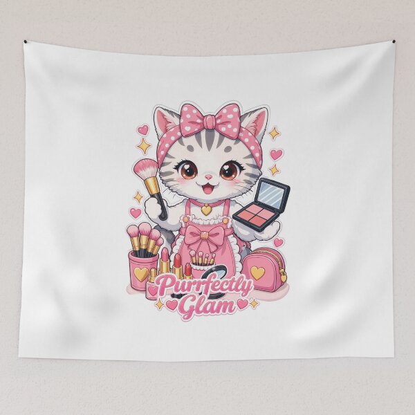 Item preview, Cute Kawaii Makeup Cat Sticker | Beauty Lover Kitten with Cosmetics designed and sold by MurkCraft.