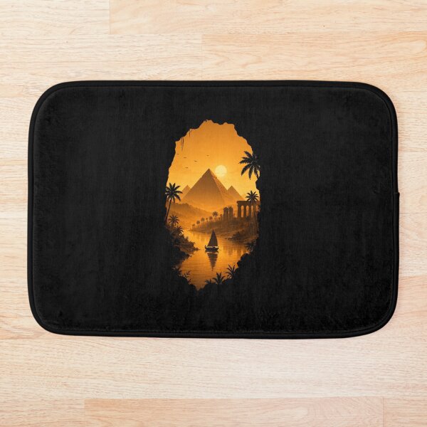 Item preview, Minimalist Golden Egypt Landscape | Pyramids & Nile designed and sold by RedHDesign.