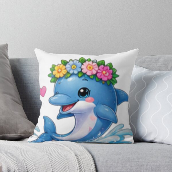 Item preview, Kawaii Flower Crown Dolphin designed and sold by DailyDoodlesBySumbul.
