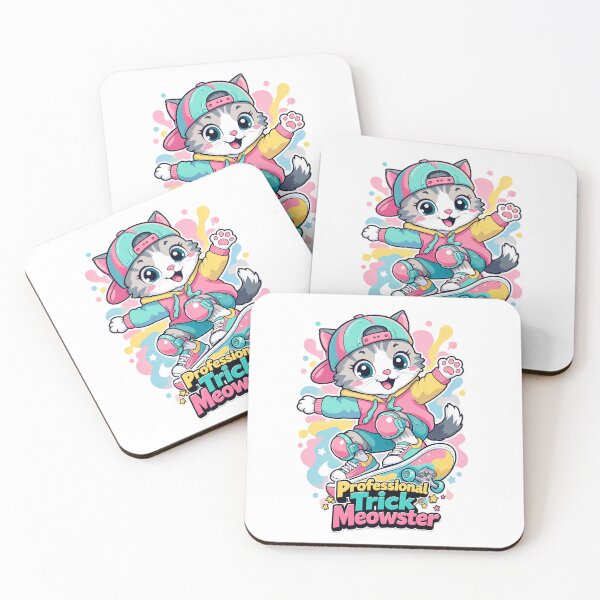 Item preview, Cute Kawaii Skateboarding Cat Sticker | Adorable Skater Kitten designed and sold by MurkCraft.