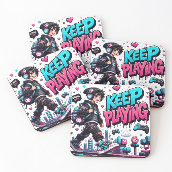 Item preview, KEEP PLAYING Gaming Sticker | Neon Gamer Motivation Esports Design designed and sold by Stylestickers55.