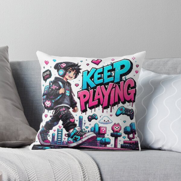 Item preview, KEEP PLAYING Gaming Sticker | Neon Gamer Motivation Esports Design designed and sold by Stylestickers55.