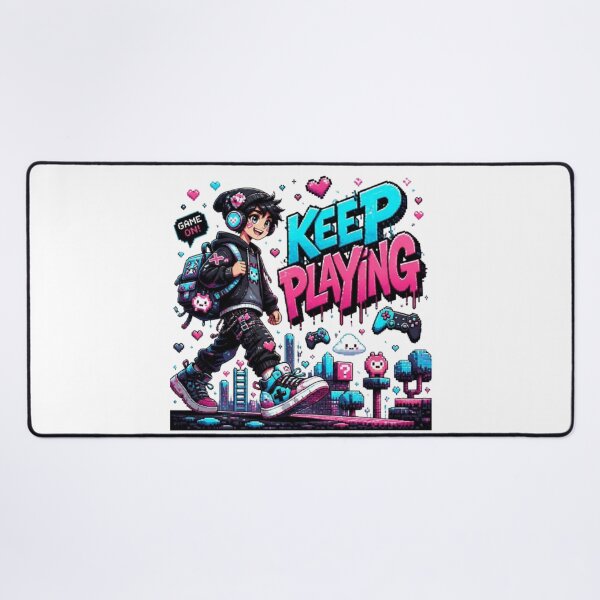 Item preview, KEEP PLAYING Gaming Sticker | Neon Gamer Motivation Esports Design designed and sold by Stylestickers55.