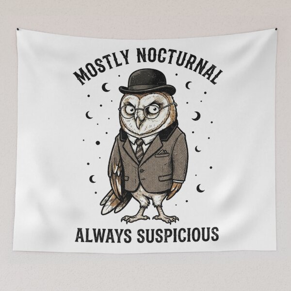Item preview, Mostly Nocturnal Always Suspicious Funny Owl designed and sold by yanderedev.
