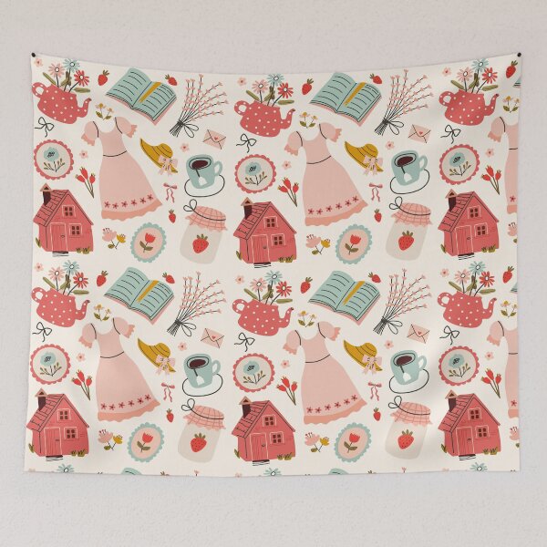 Item preview, Hand Drawn Cozy Book Flower Pattern designed and sold by mybegoniatee.