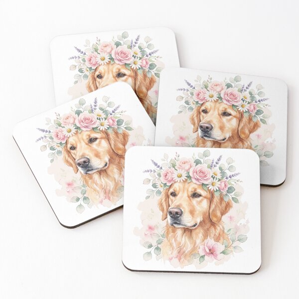 Item preview, Golden Retriever Watercolor Floral designed and sold by zoughlal.