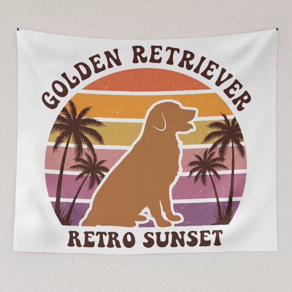 Item preview, Golden Retriever Retro Sunset designed and sold by zoughlal.